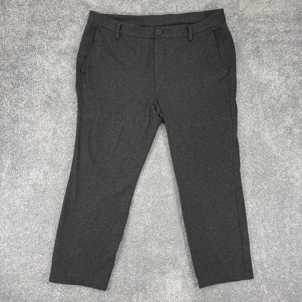 Kit and Ace Pants Mens 38 x 27 Gray Slim Stretch Pockets Flat Front Dress Pants